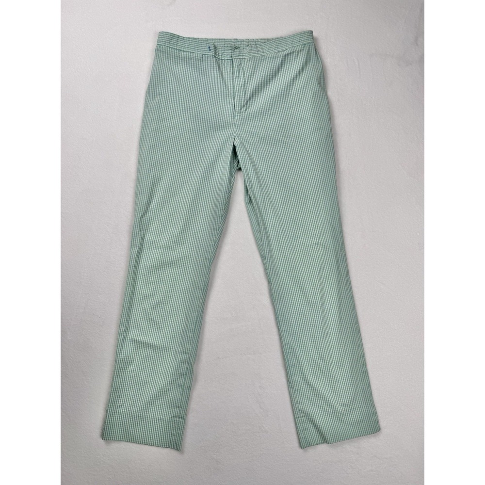 Ralph Lauren Women's Gingham Pants Green White Size 8 Cropped